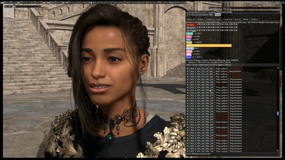 図1：DeepEmoを利用した『FORSPOKEN』での表情デザイン作業画面
