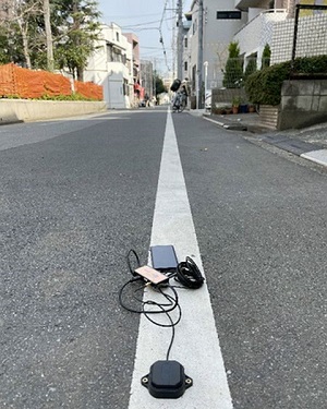 道路基準座標測定の様子